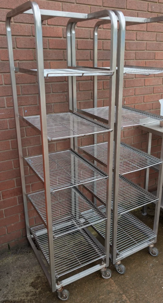 5-Tier Mobile Stainless Steel Storage Trolley with Wire Shelves, 172cm High