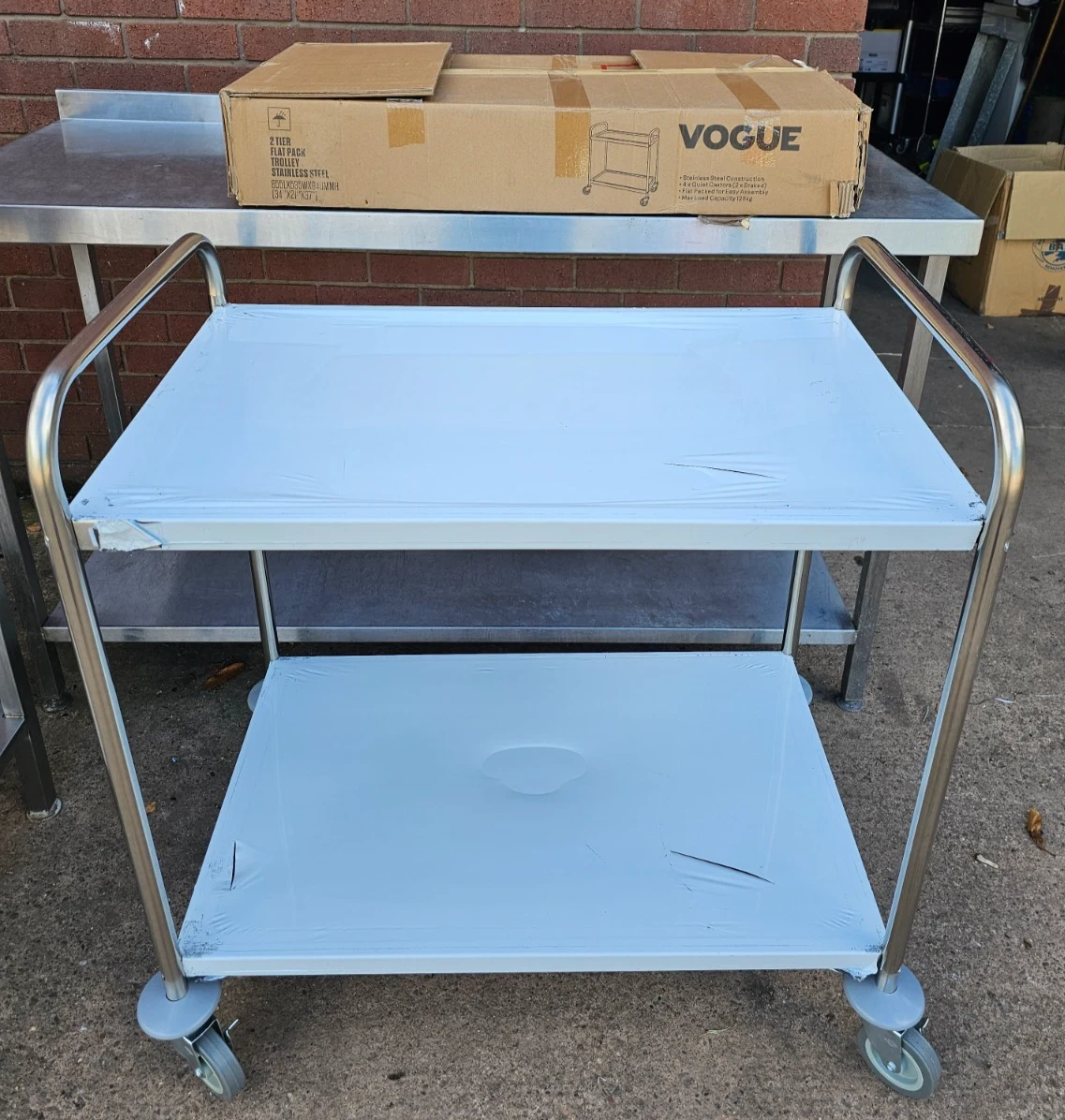Vogue F977 Stainless Steel Two-Tier Clearing Trolley — photograph 1
