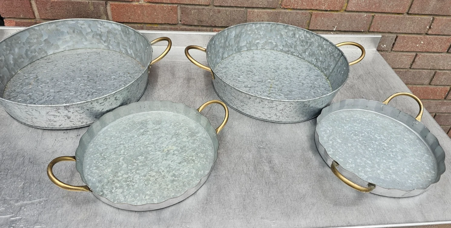 Aldon Galvanised Serving Bowls with Handles — photograph 1