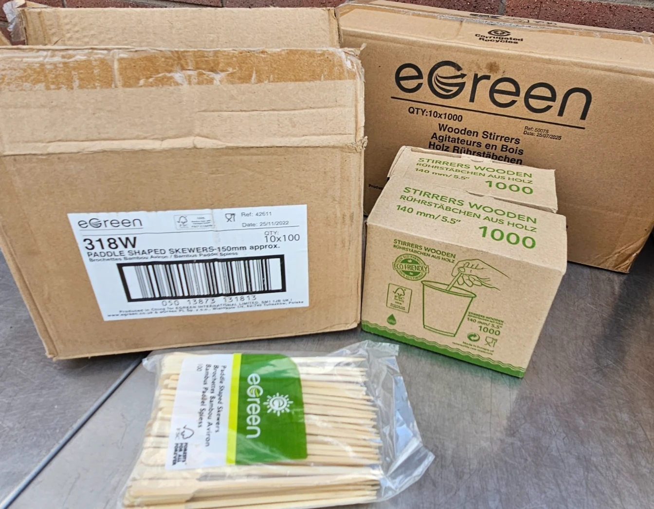 EGREEN 326W Wooden Stirrers and 318W 150mm Skewers — photograph 1