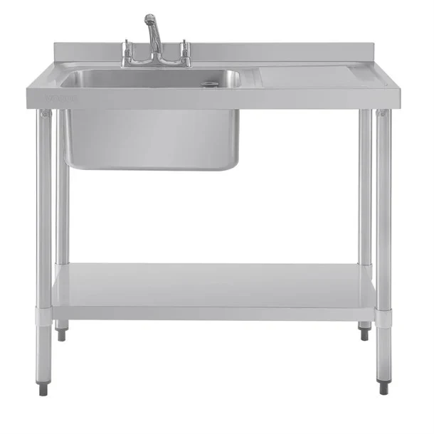 Vogue DY820 Stainless Steel Single Bowl Sink with Right-Hand Drainer, 1000mm, New Boxed