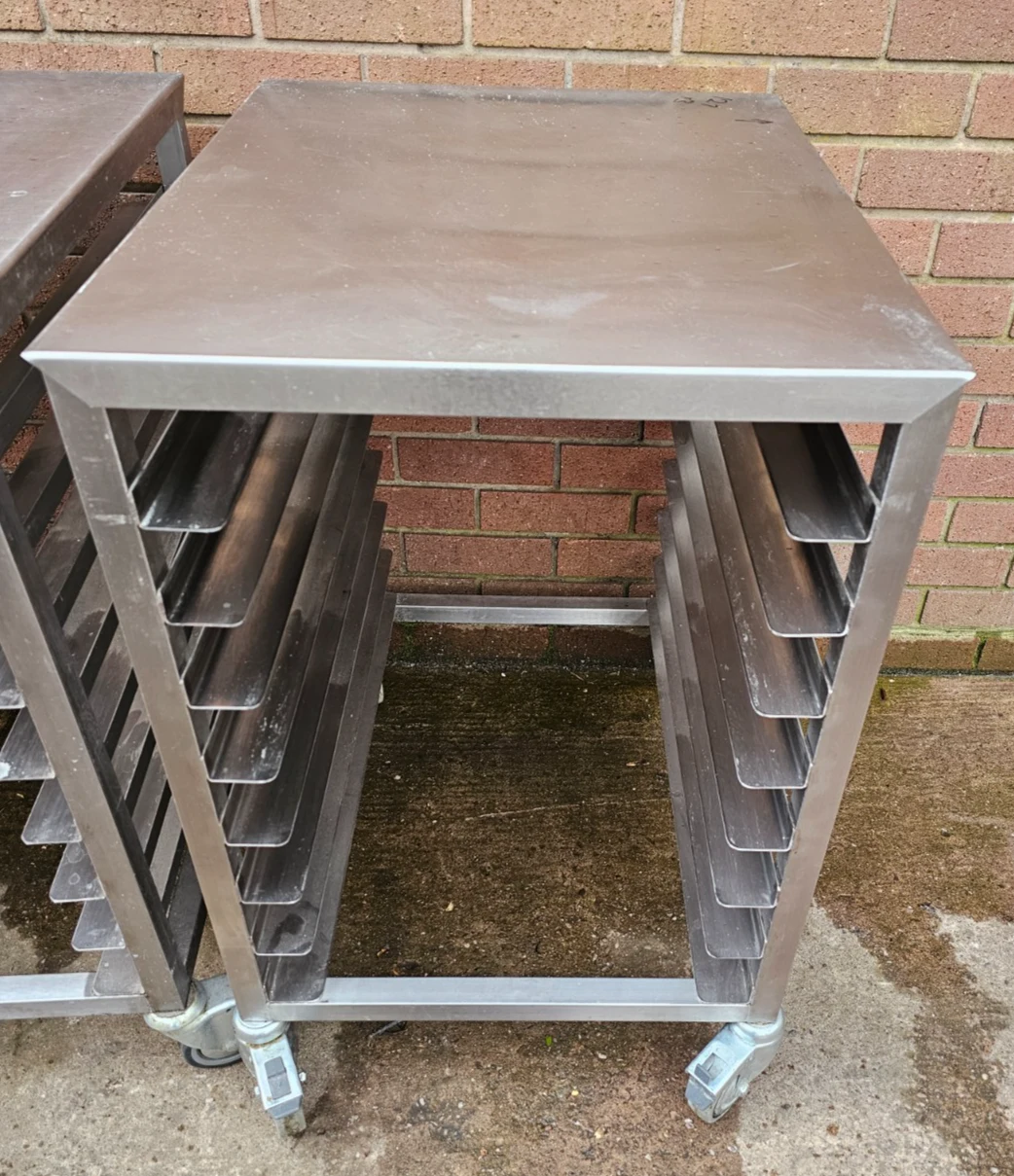 Heavy-Duty Stainless Steel Mobile Equipment Stand with 7-Level Tray Rack — photograph 1